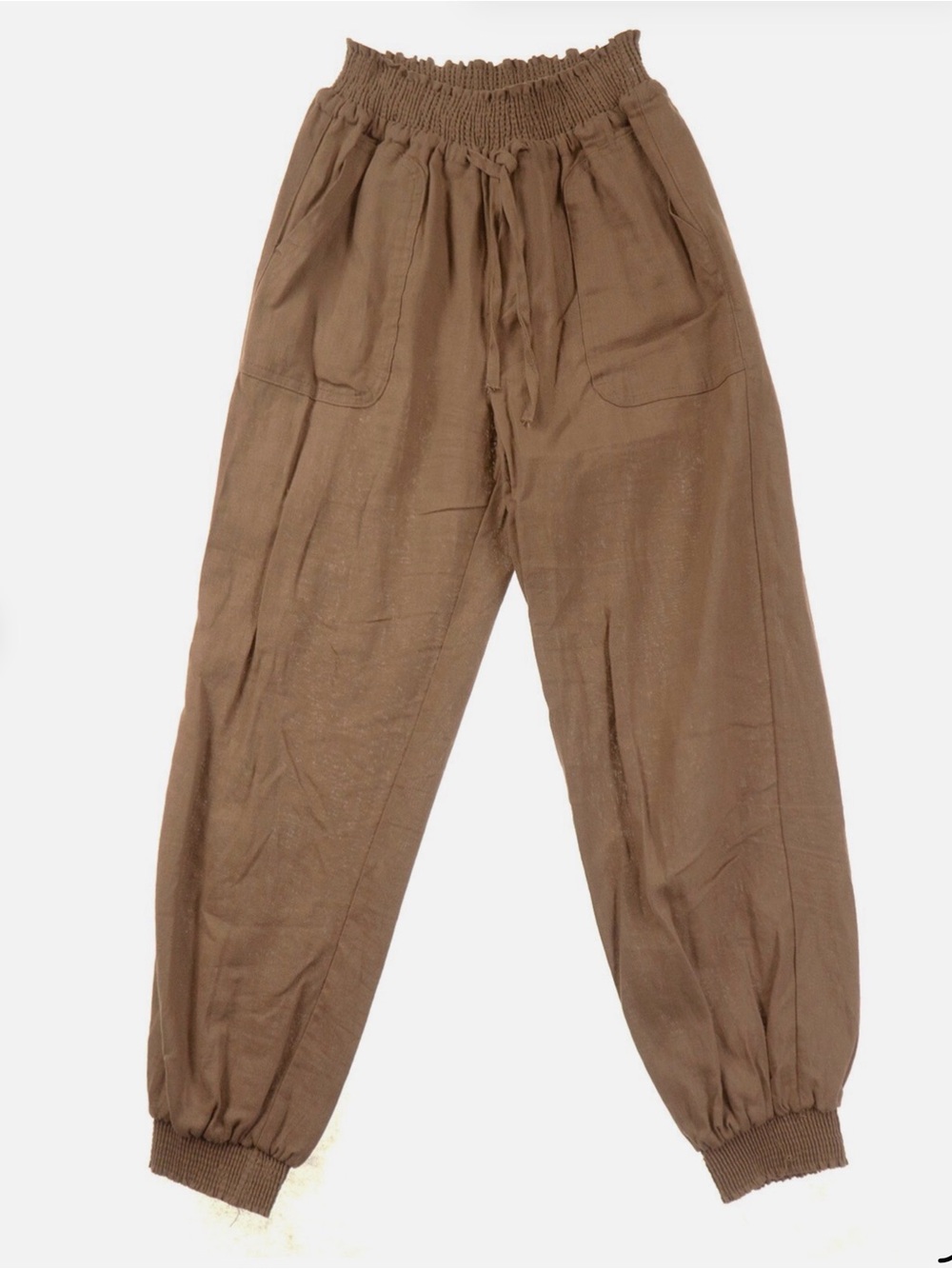 **Love Tree  LIKE NEW Relaxed Brown Linen mix  Drawstring Pull ons.